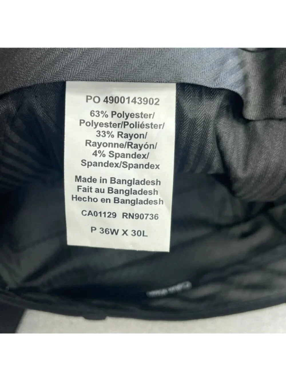 Calvin Klein Men's 36W X 30L Black Dress Pants Slim Fit Polyester Blend M1047